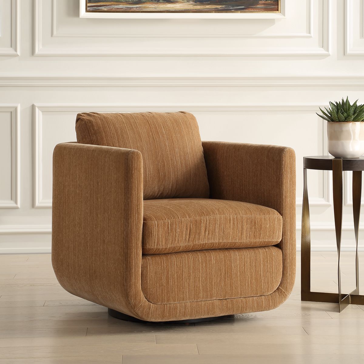Uttermost Abound Ginger Textured Chenille Swivel Chair - Image 1