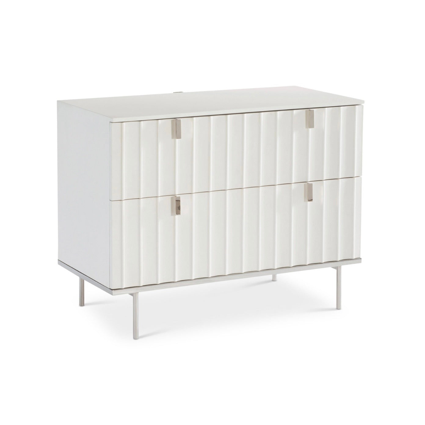 Bernhardt Modulum Collection Two Drawer Nightstand ~ White Adobe Faux Stone Finish - Image 1