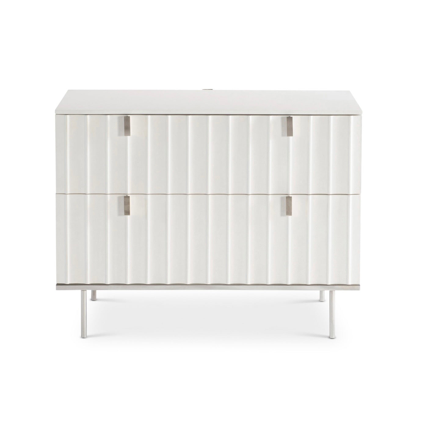 Bernhardt Modulum Collection Two Drawer Nightstand ~ White Adobe Faux Stone Finish - Image 2