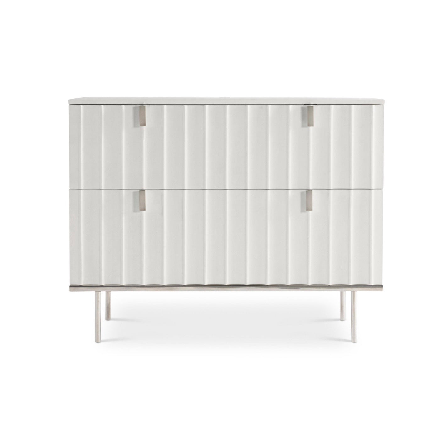 Bernhardt Modulum Collection Two Drawer Nightstand ~ White Adobe Faux Stone Finish - Image 3
