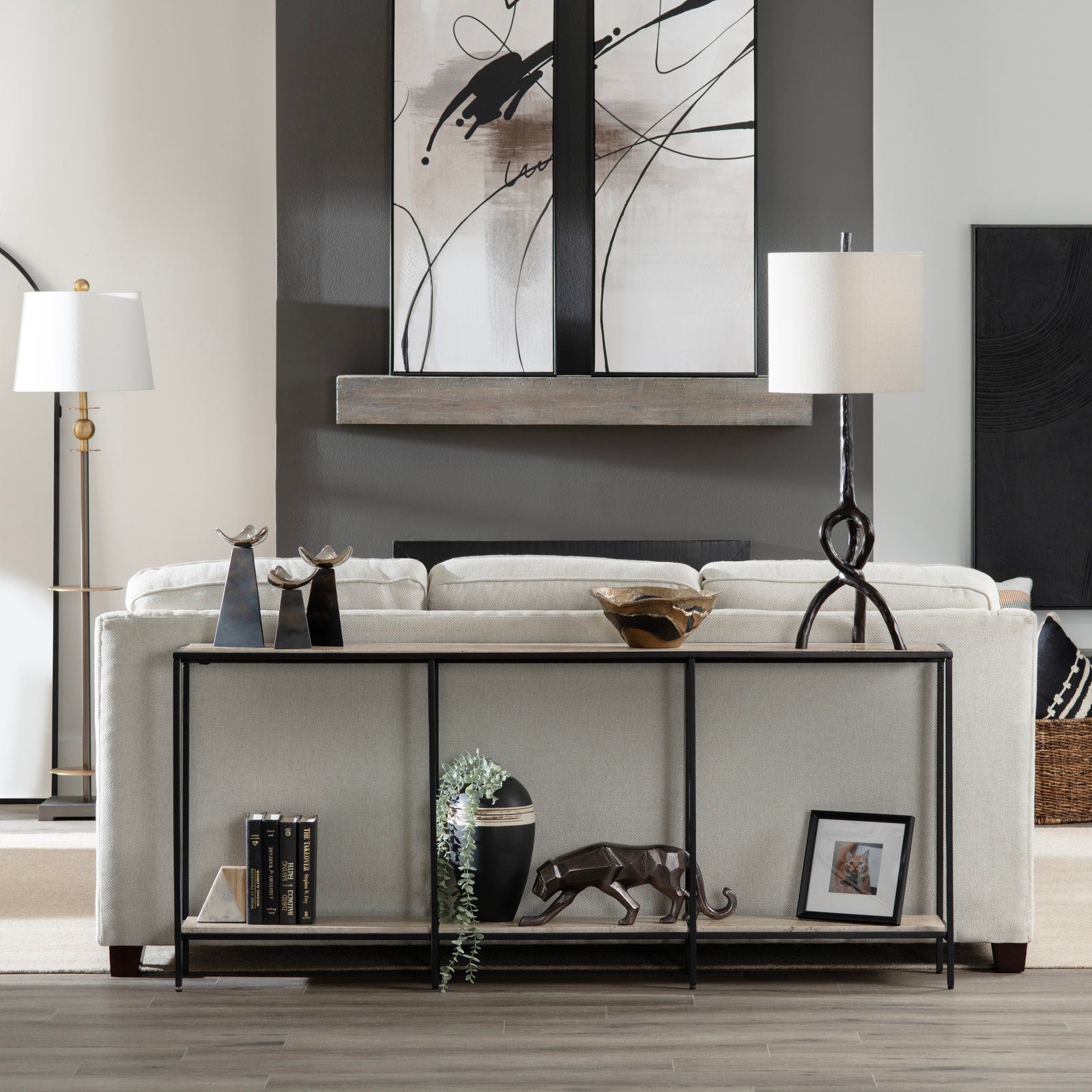 Crestview Collection Crosby Travertine Console Table - Image 1