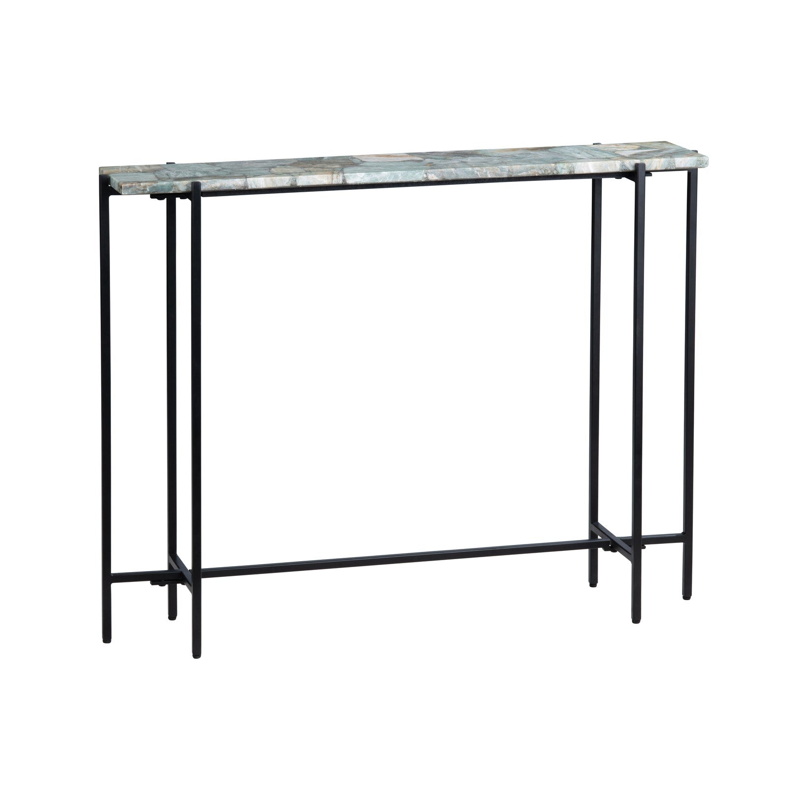 Crestview Collection Dublin Quartz Console Table with Black Iron Base - Image 2