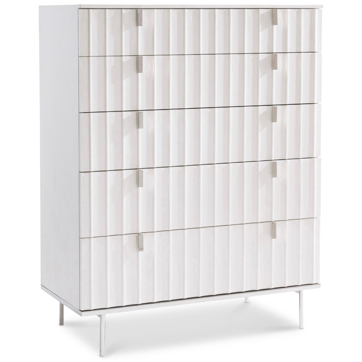 Bernhardt Modulum Collection Five Drawer Tall Drawer Chest ~ White Adobe Faux Stone Finish - Image 1