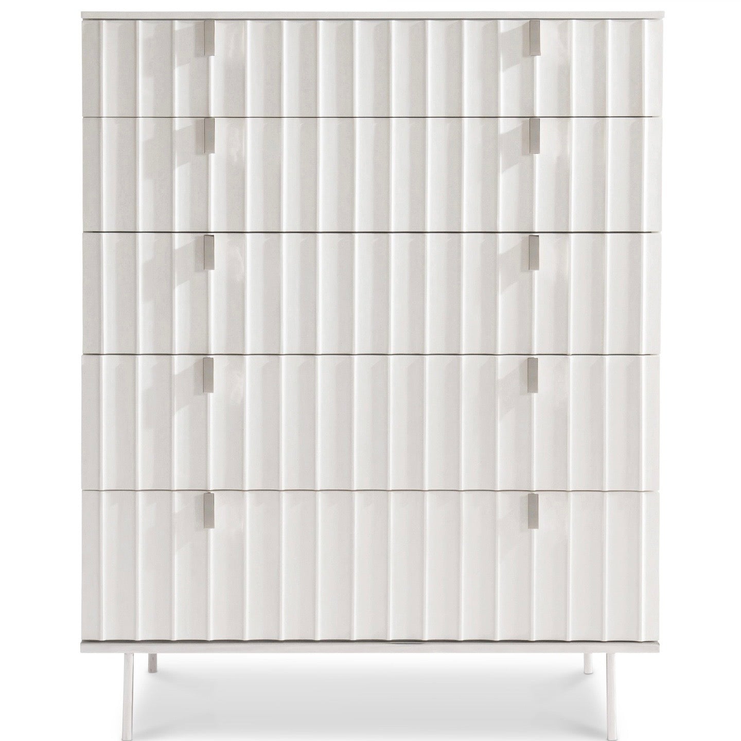 Bernhardt Modulum Collection Five Drawer Tall Drawer Chest ~ White Adobe Faux Stone Finish - Image 2