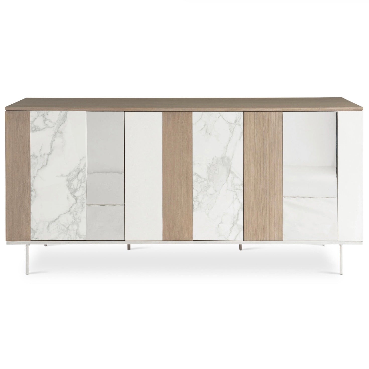 Bernhardt Modulum Collection Modern Buffet ~ Steel, Marble, White Adobe Faux Stone and Sahara Finished Wood - Image 3