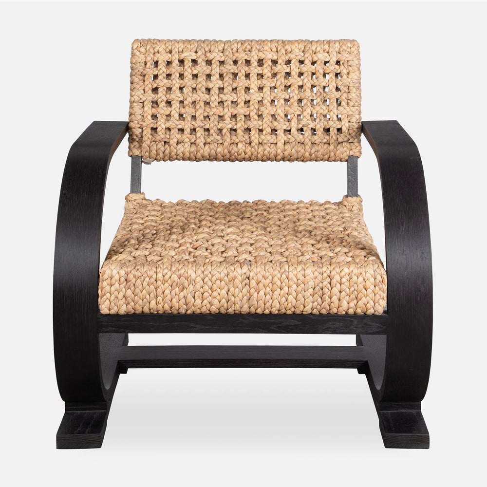Uttermost Rehema Modern Bohemian Natural Woven Seat with Curved Black Framed Accent Chair - Image 1
