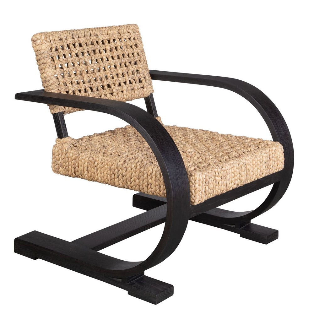 Uttermost Rehema Modern Bohemian Natural Woven Seat with Curved Black Framed Accent Chair - Image 2