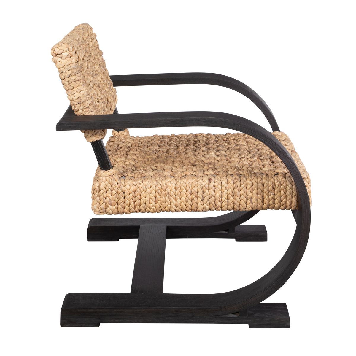 Uttermost Rehema Modern Bohemian Natural Woven Seat with Curved Black Framed Accent Chair - Image 3