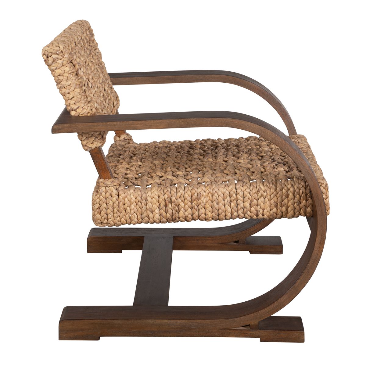 Uttermost Rehema Modern Bohemian Natural Woven Seat with Curved Walnut Wood Frame Accent Armchair - Image 3