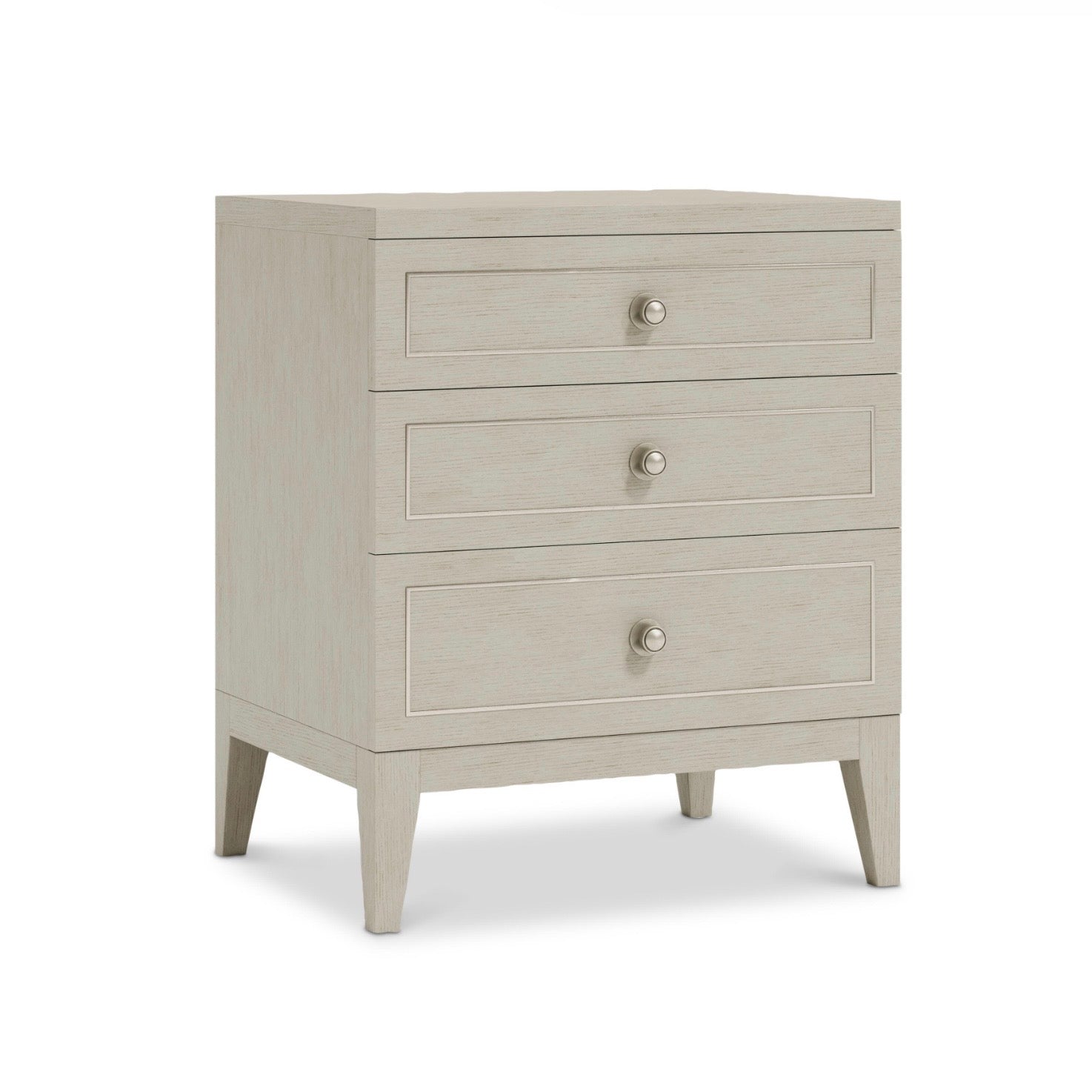 Bernhardt Cornelia Collection Three Drawer Nightstand ~24 inch ~  Nebbia Finish - Image 1