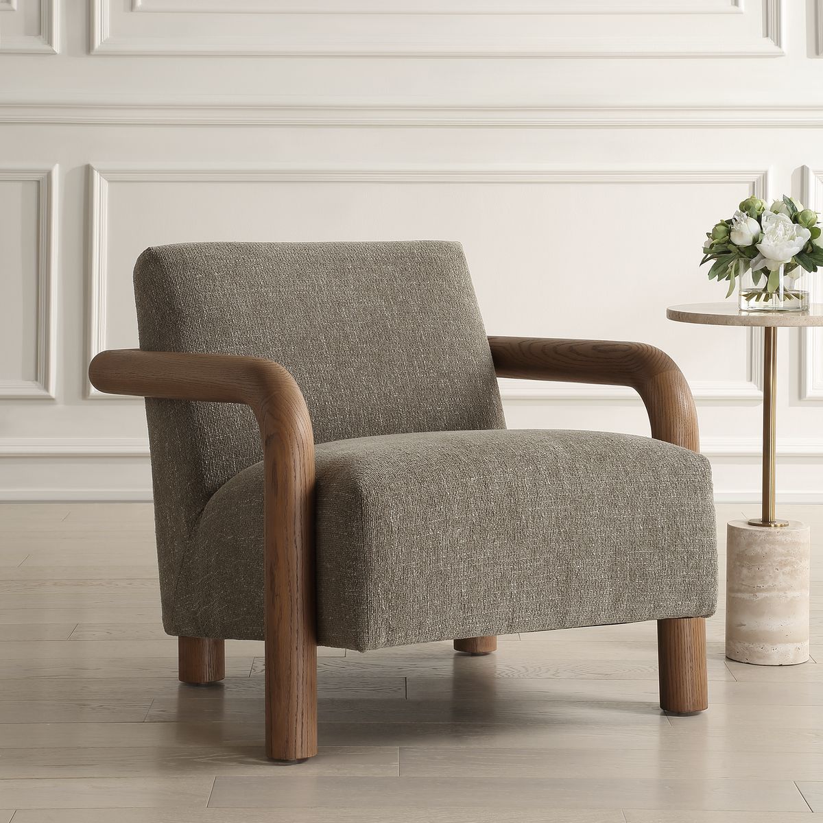 Uttermost Balance Herb Green Chenille Accent Chair - Image 2