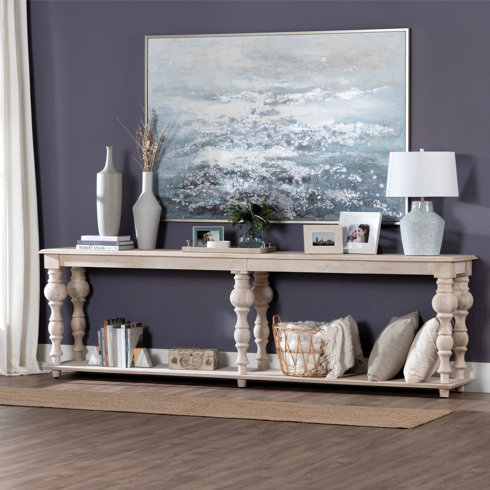 Crestview Collection Harvest Light Blonde Mango Wood  Console Table - Image 1
