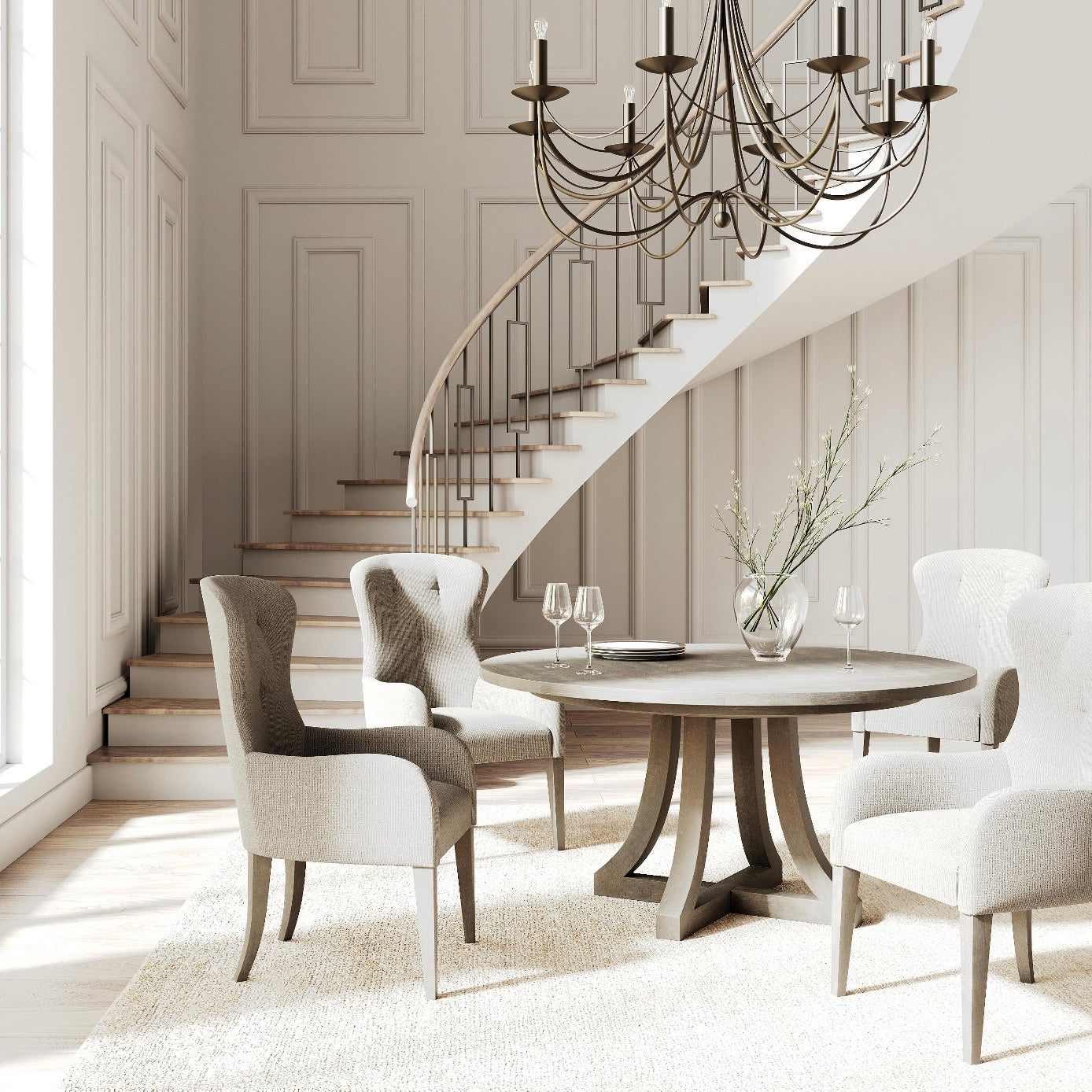 Bernhardt Cornelia Collection Round Dining Table ~ Nebbia Finish - Image 2