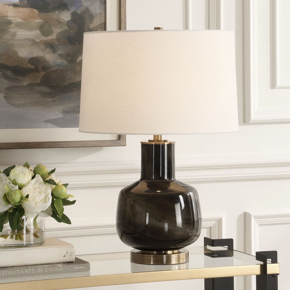 Uttermost Buchanan Smokey Charcoal Glass Table Lamp - Image 1