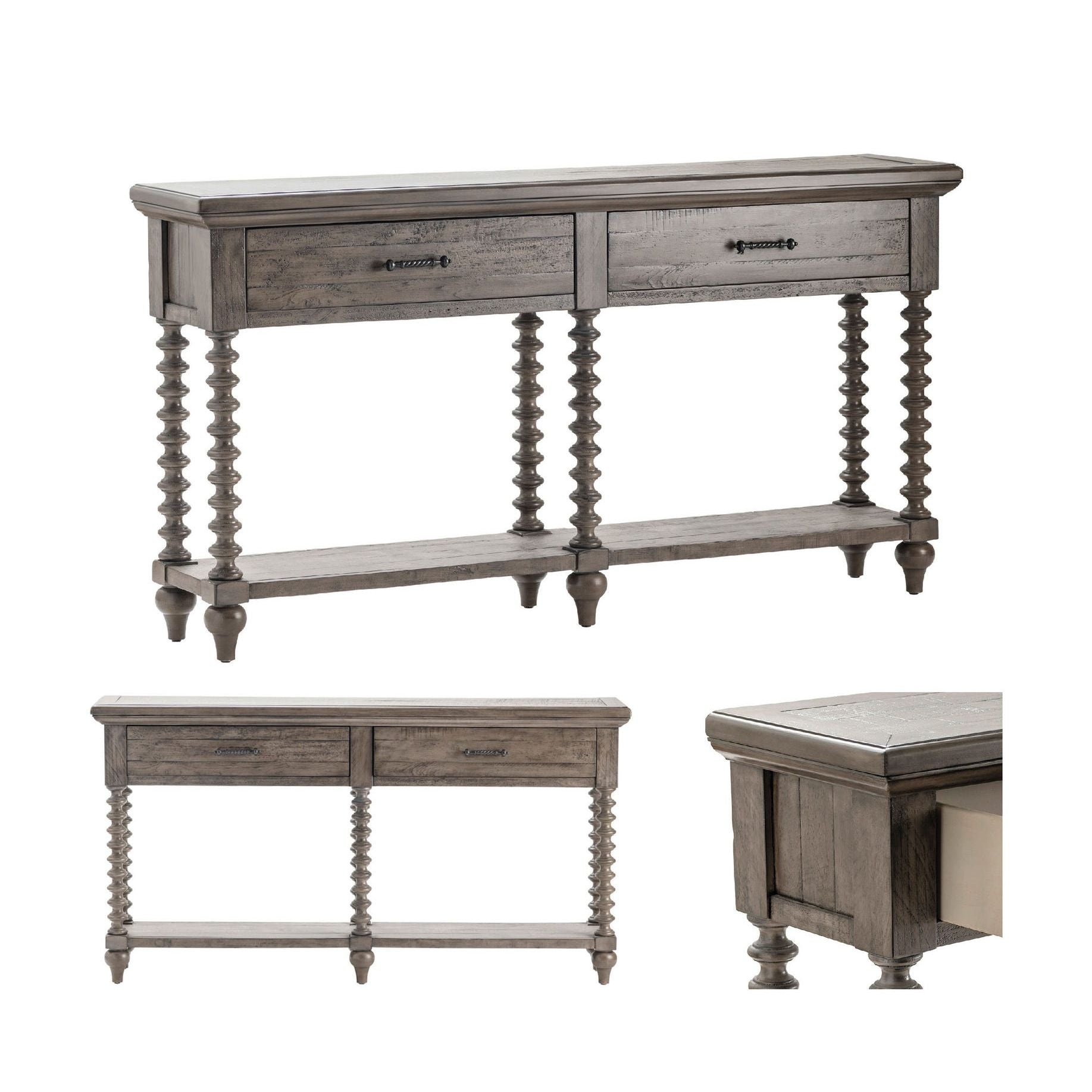 Crestview Collection Charleston Distressed Gray Console Table - Image 3