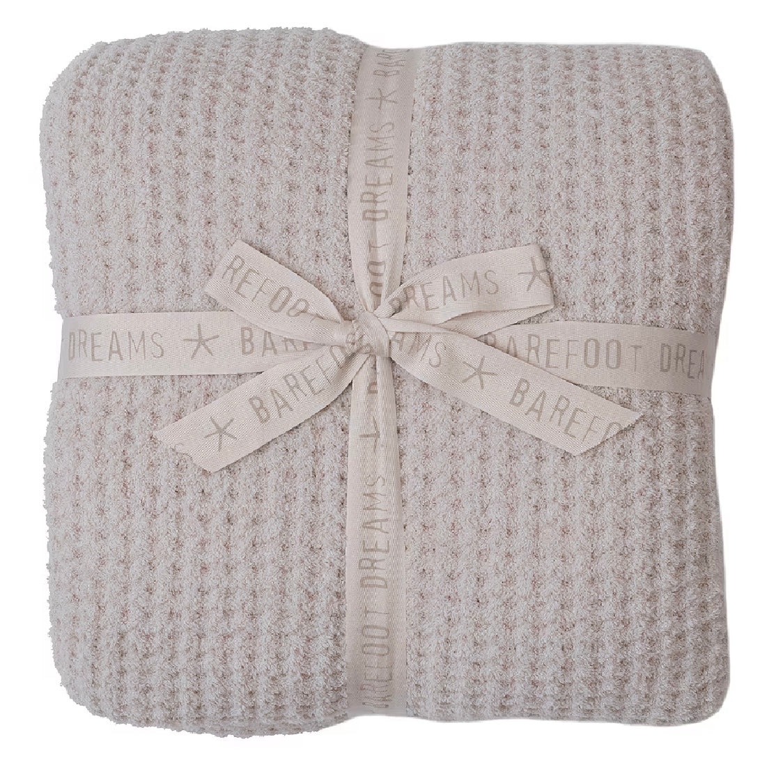 Barefoot Dreams CozyChic Stone Waffle Queen Bed Blanket