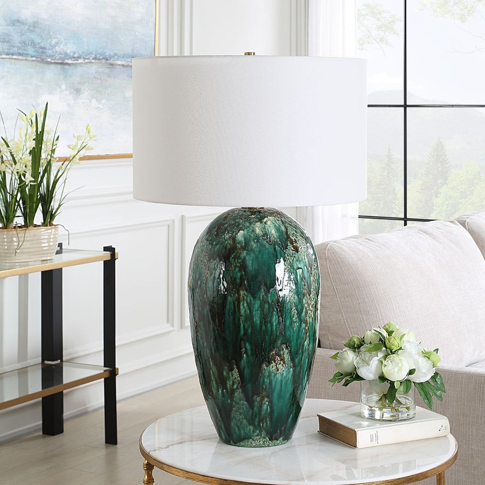 Uttermost Ceralene Deep Emerald Green Table Lamp - Image 1
