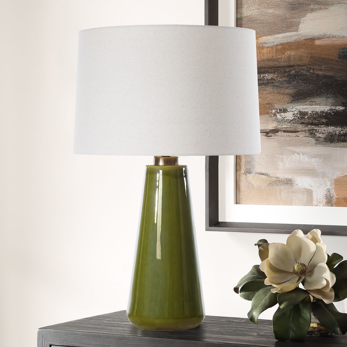 Uttermost Kelley Ceramic Moss Green Table Lamp - Image 2