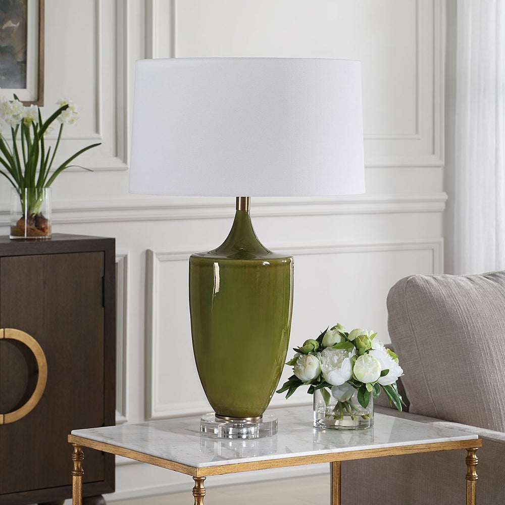 Uttermost Adela Crackled Moss Green Table Lamp - Image 1