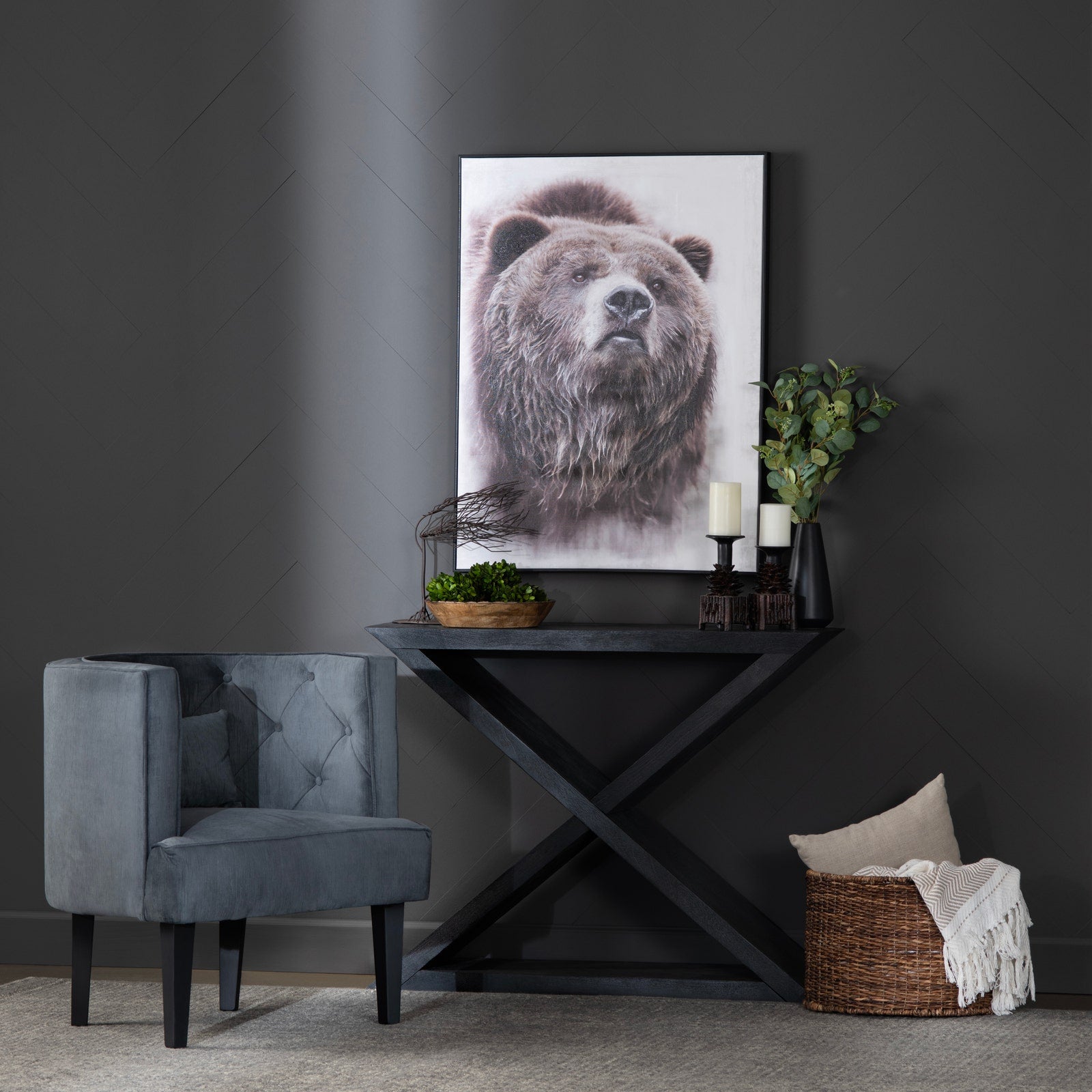 Crestview Collection Veritas Modern Black Console Table - Image 1