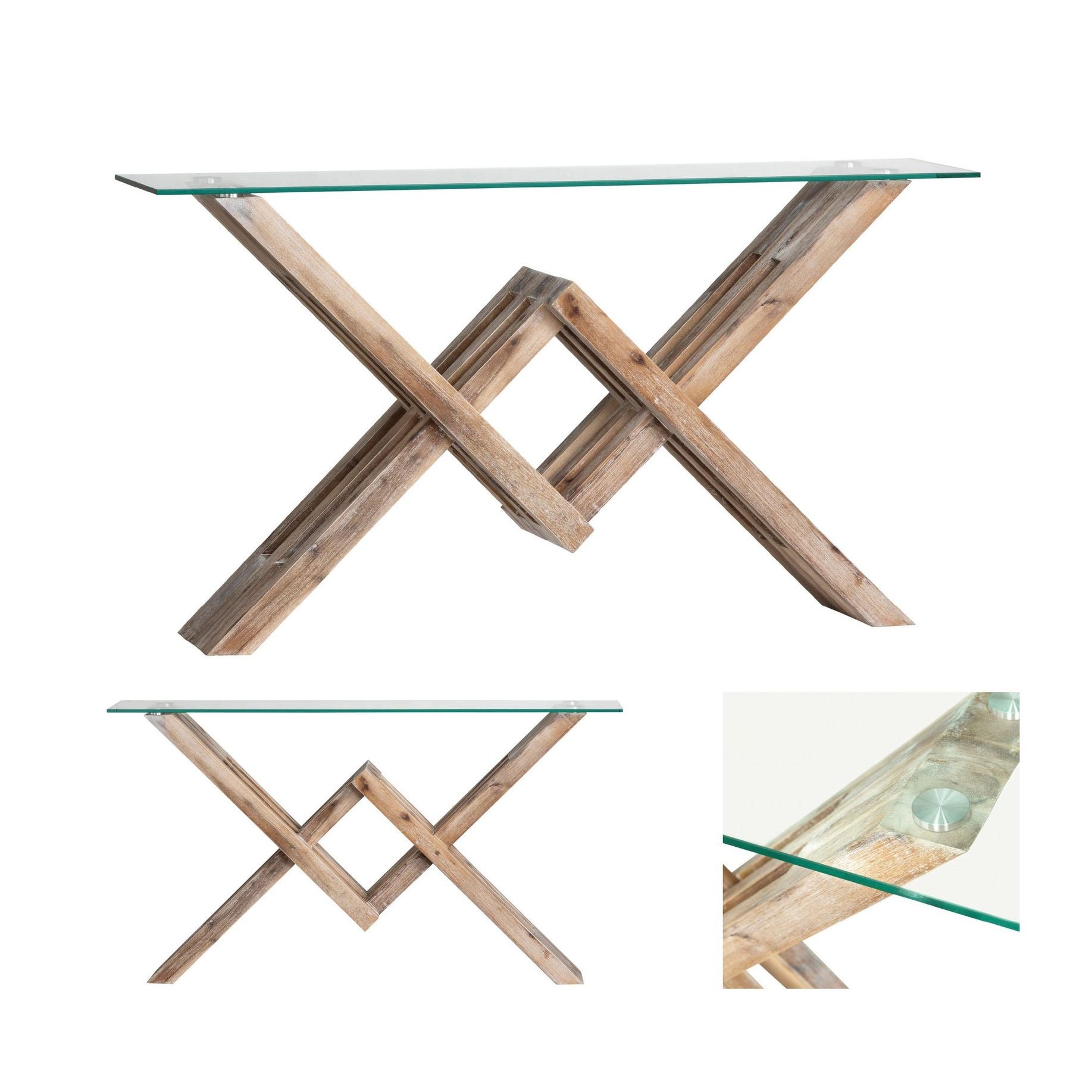 Crestview Collection Hanson Acacia Wood Console Table - Image 2