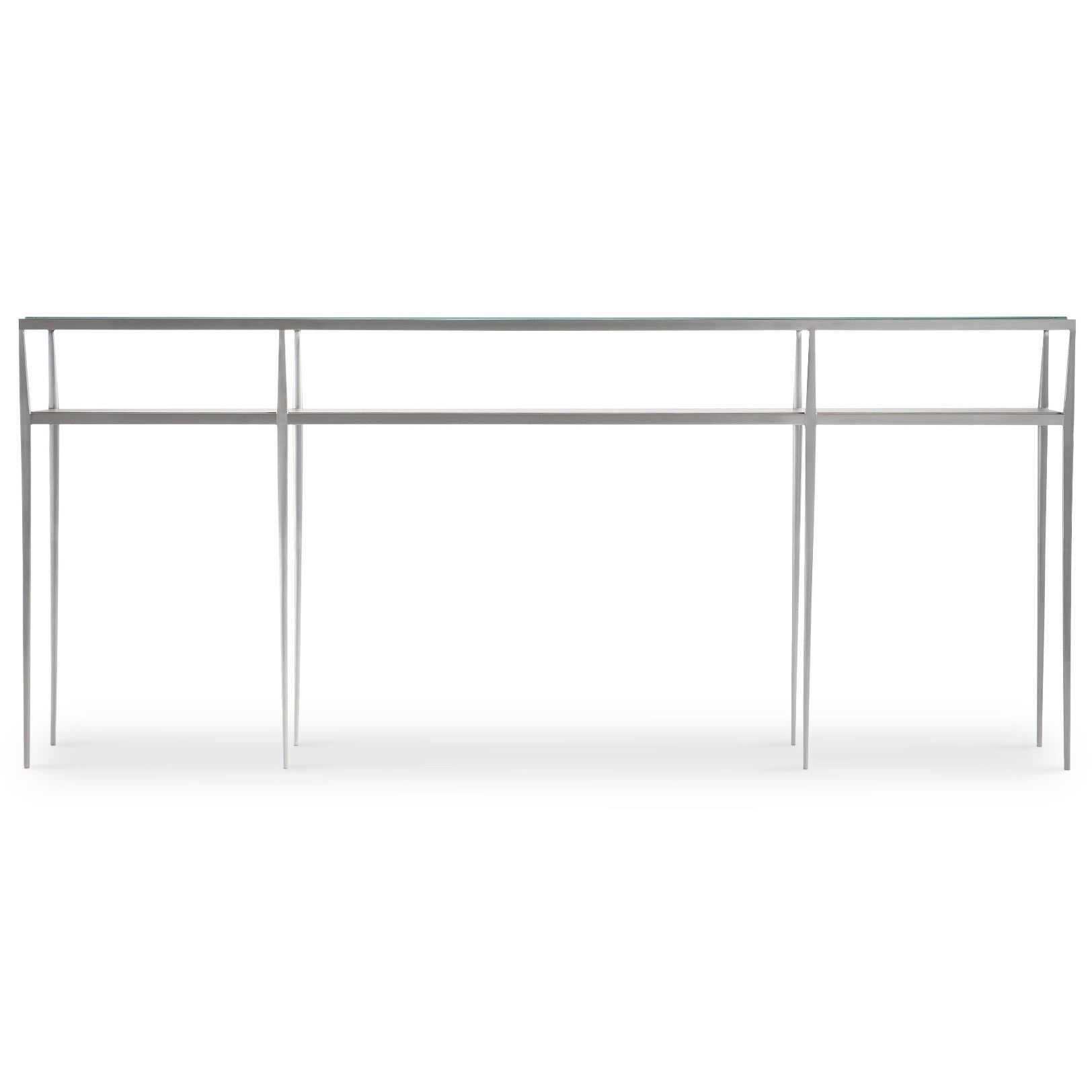 Bernhardt Cornelia Collection Console Table ~ Brushed Stainless Steel and Nebbia Wood Finish - Image 3