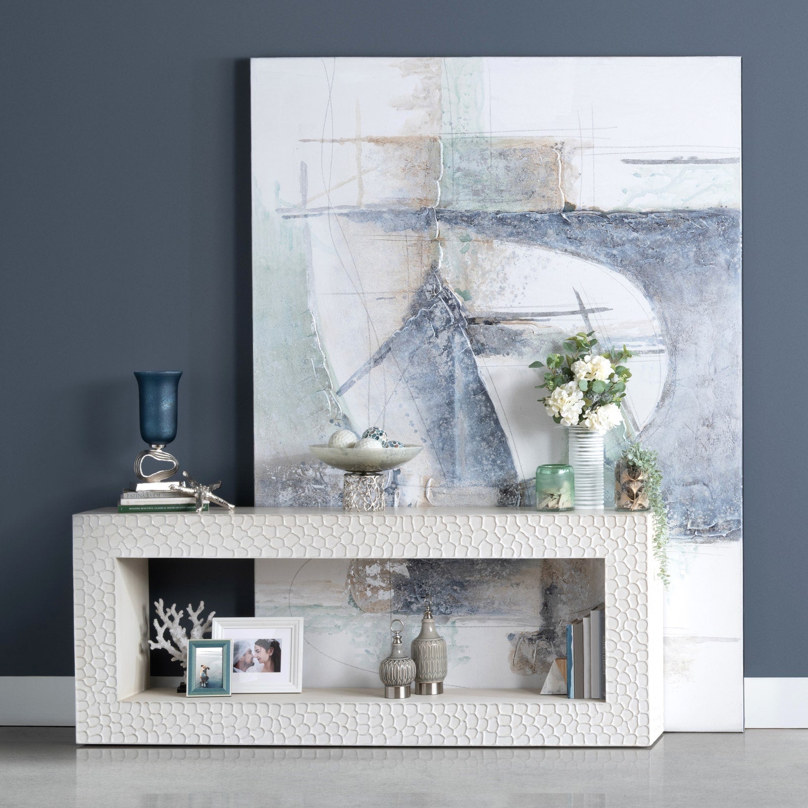 Crestview Collection Malibu White Modern Console Table - Image 1
