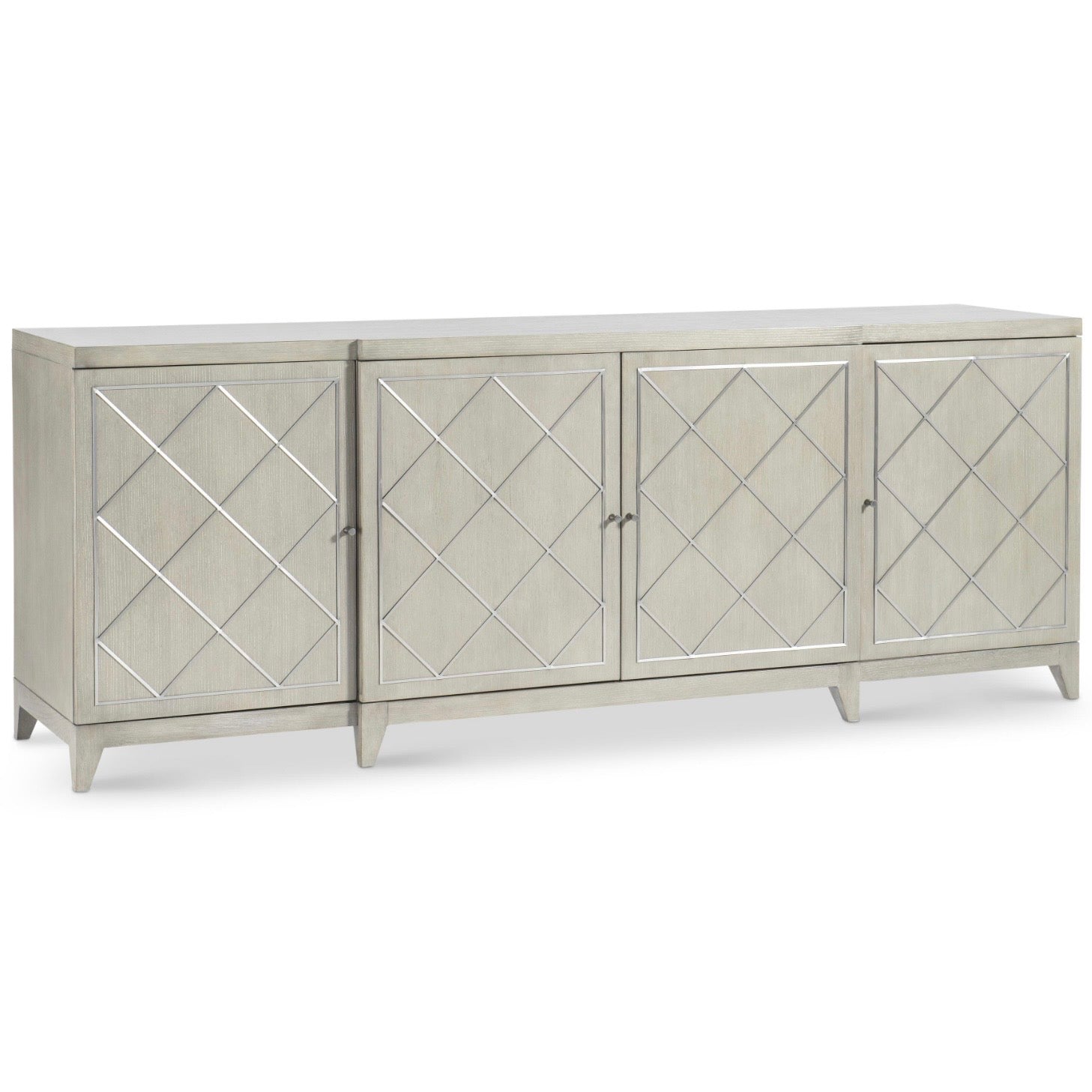 Bernhardt Cornelia Collection Entertainment Credenza ~ Brushed Stainless Steel and Nebbia Wood Finish - Image 2