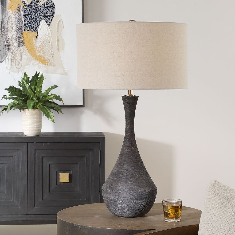 Uttermost Helston Rustic Dark Charcoal Glazed Base Table Lamp - Image 2