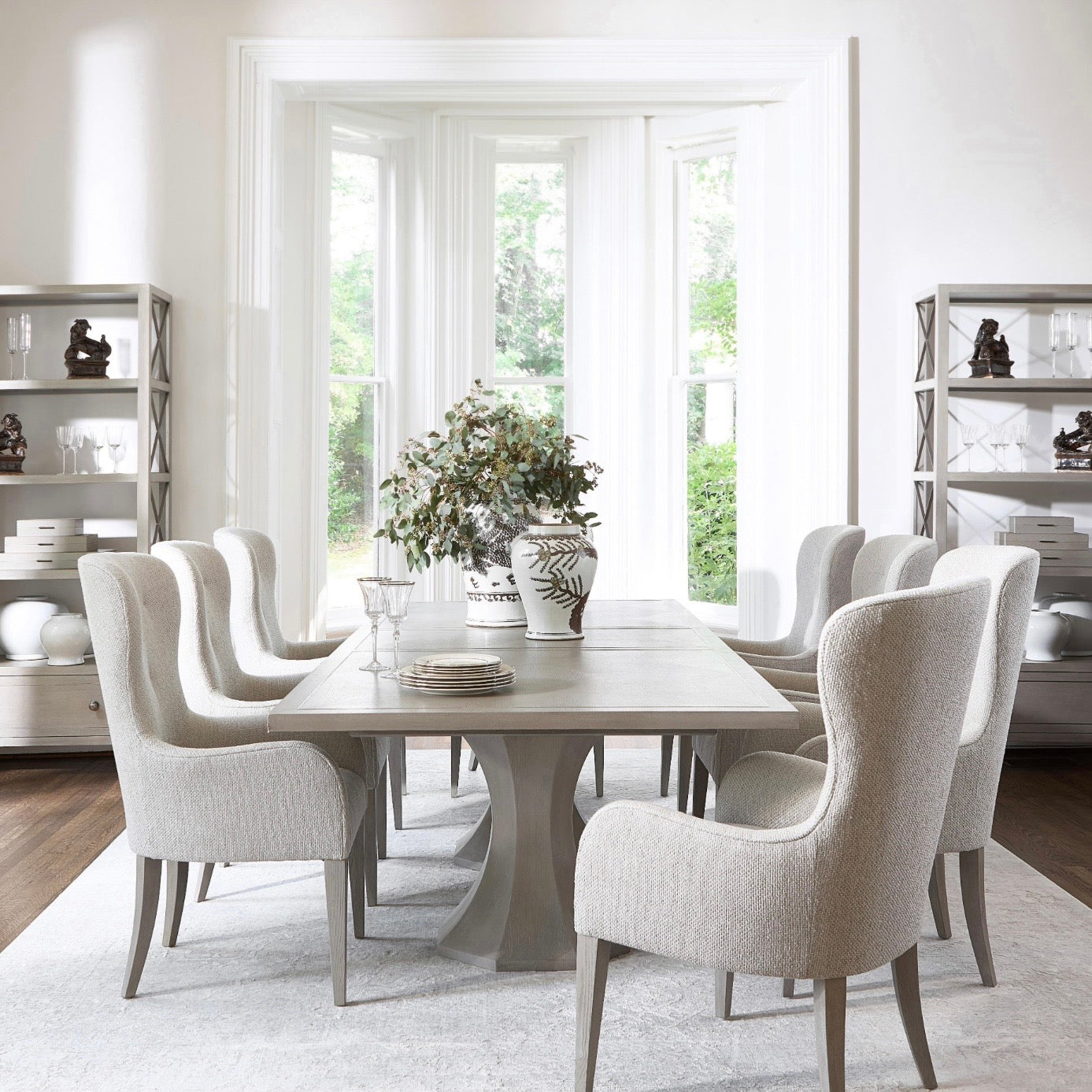 Bernhardt Cornelia Collection Etagere ~ Brushed Stainless Steel and Nebbia Wood Finish - Image 2