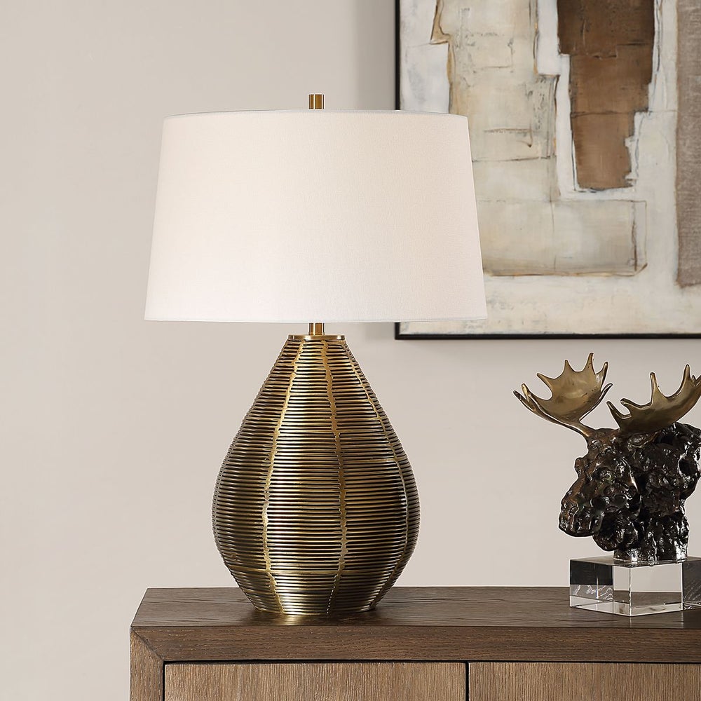 Uttermost Knowles Steel Based Brass Table Lamp - Image 1
