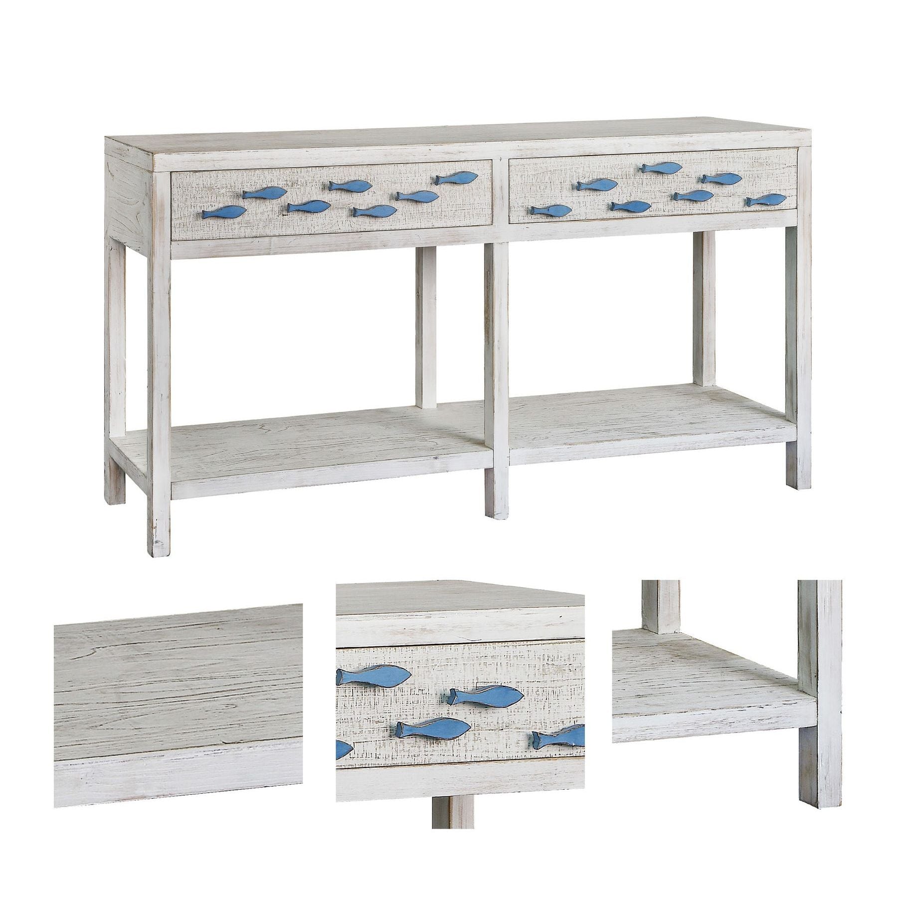 Crestview Collection Upstream Nautical Antique White Console Table - Image 2