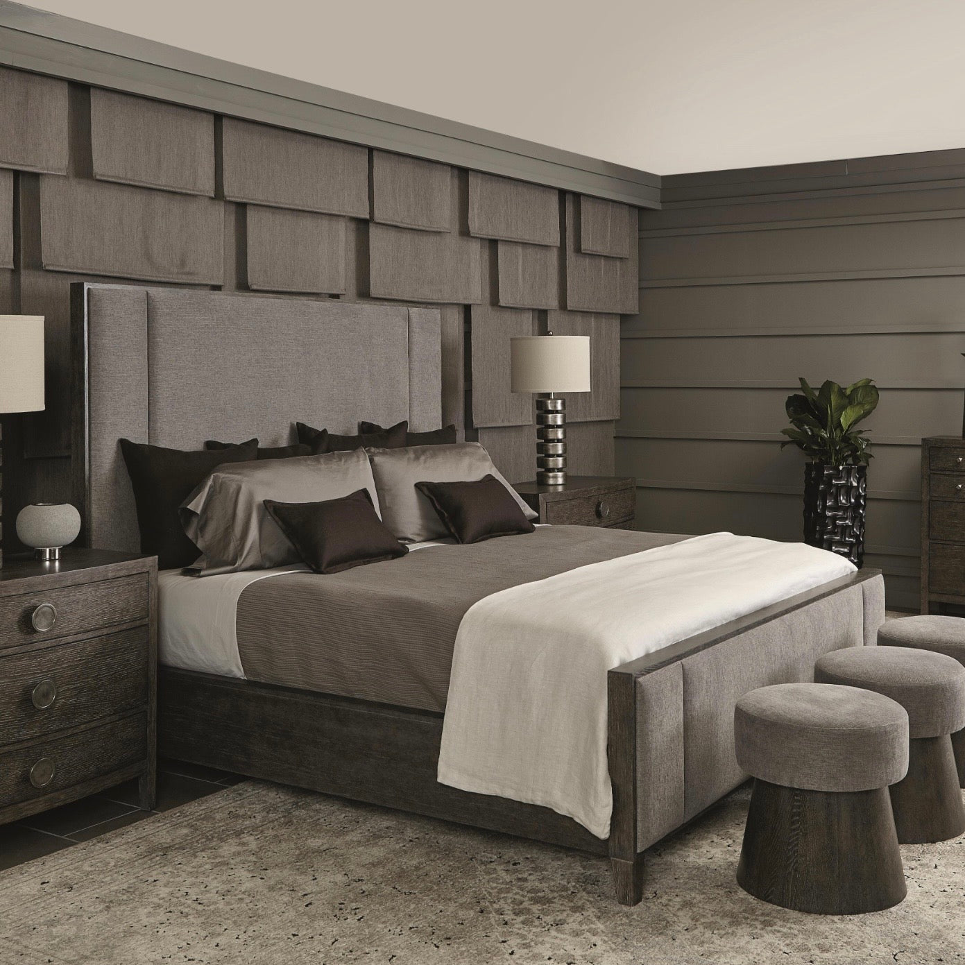 Bernhardt Linea Collection Upholstered Panel Bed ~ Available in Queen, King and California King Sizes