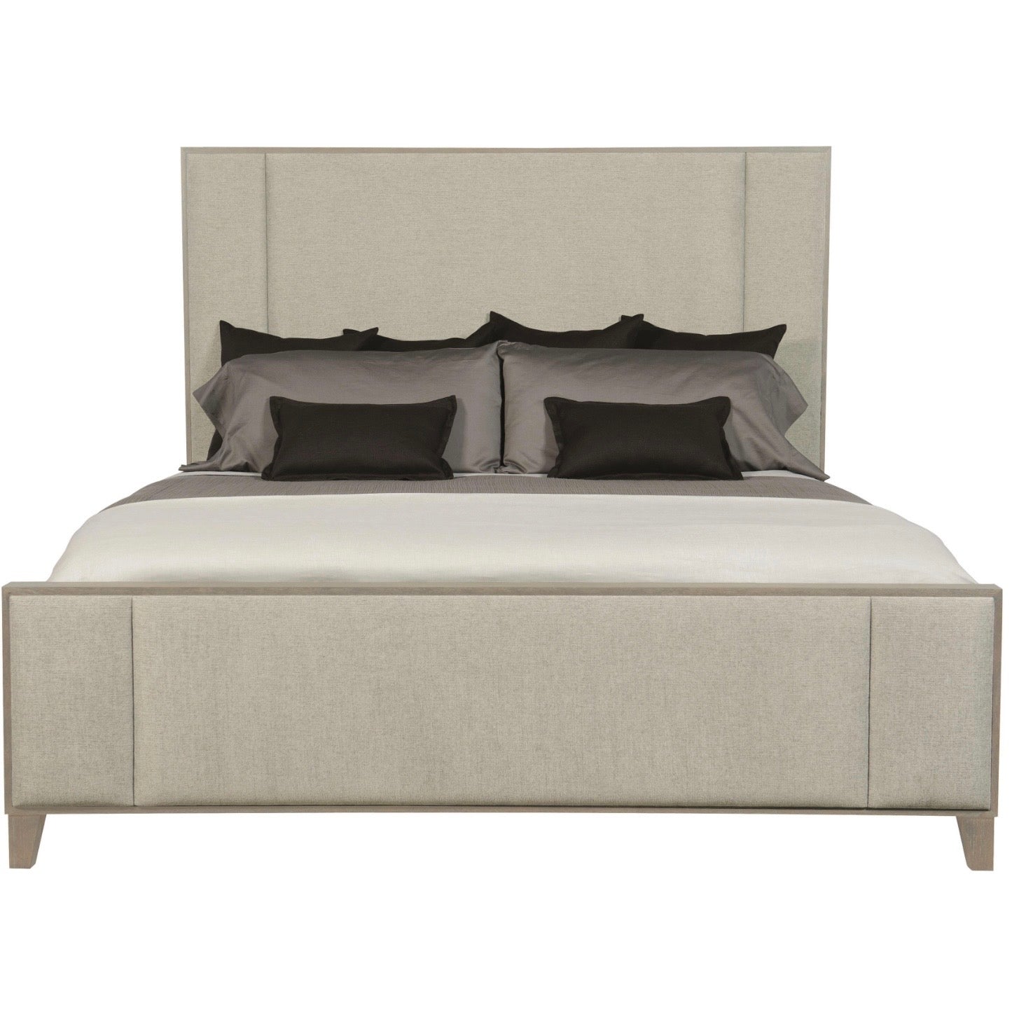 Bernhardt Linea Collection Upholstered Panel King Size Bed  ~ Cerused Greige Finish - Image 2