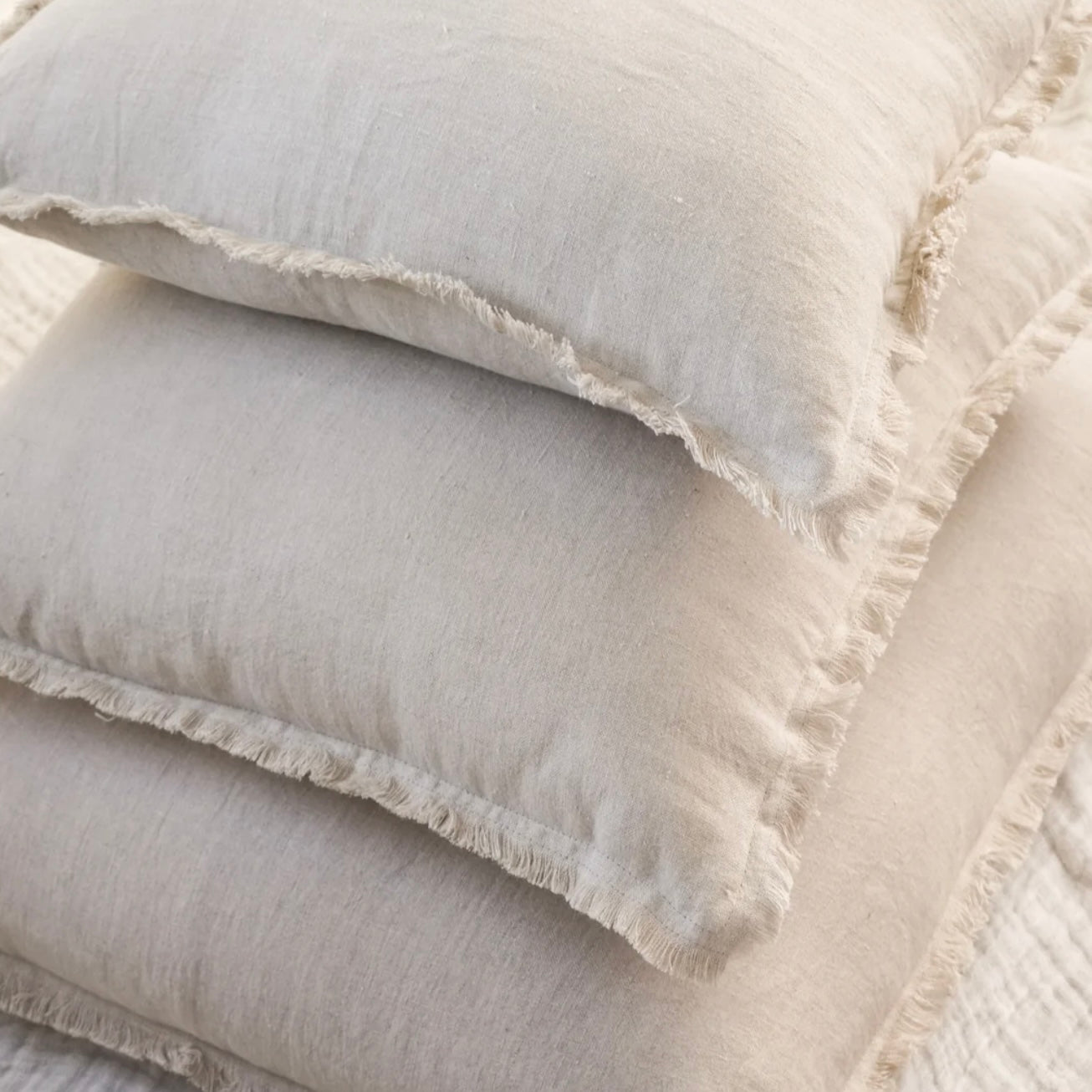 Anaya Home So Soft Linen Natural Beige Fringe Pillow 26 x 26 With Down Insert ~DREAMY BEDDING SALE ~ Limited Quantity - Image 2