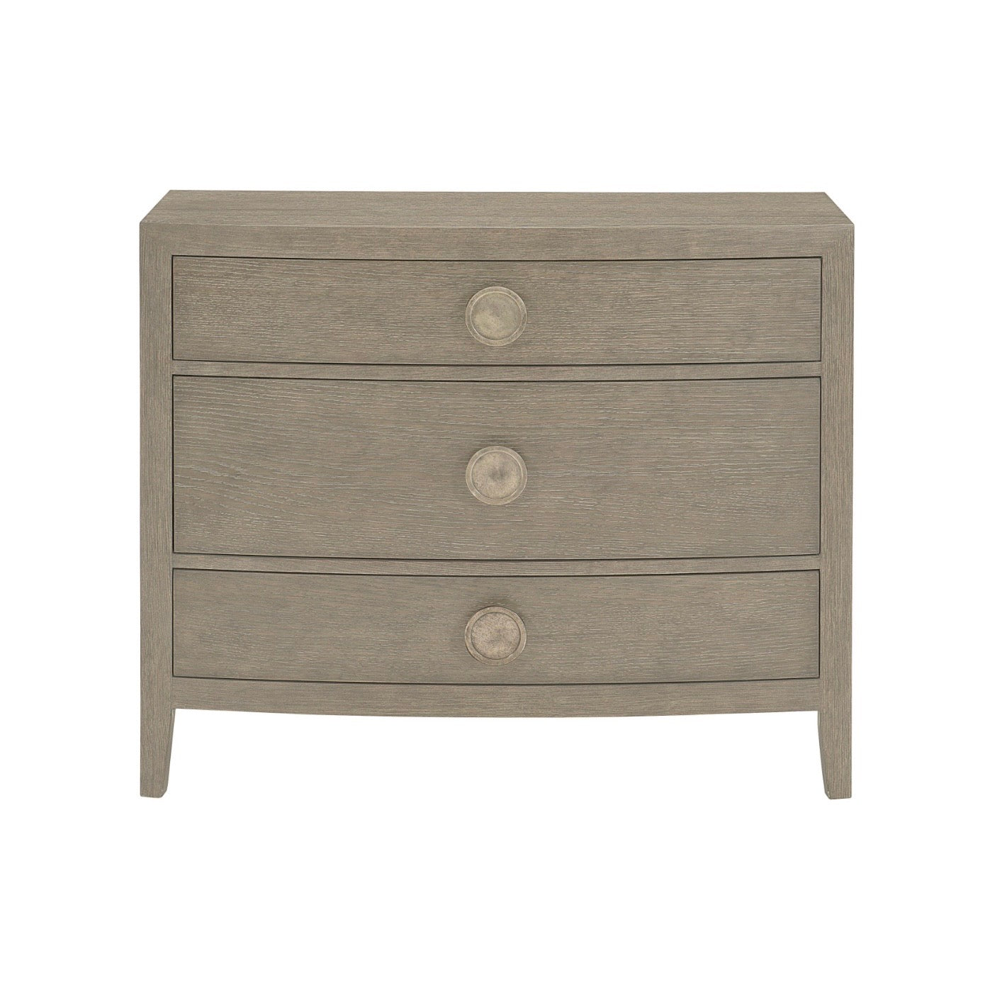 Bernhardt Linea Collection Three Drawer Rustic Modern Nightstand ~ 38 Inch ~ Cerused Greige Finish - Image 2
