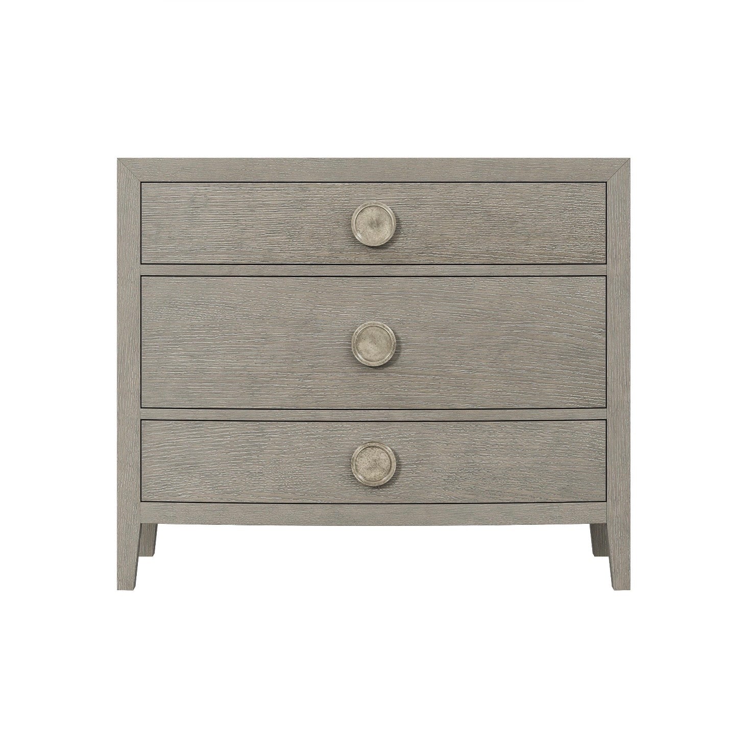 Bernhardt Linea Collection Three Drawer Rustic Modern Nightstand ~ 38 Inch ~ Cerused Greige Finish - Image 3