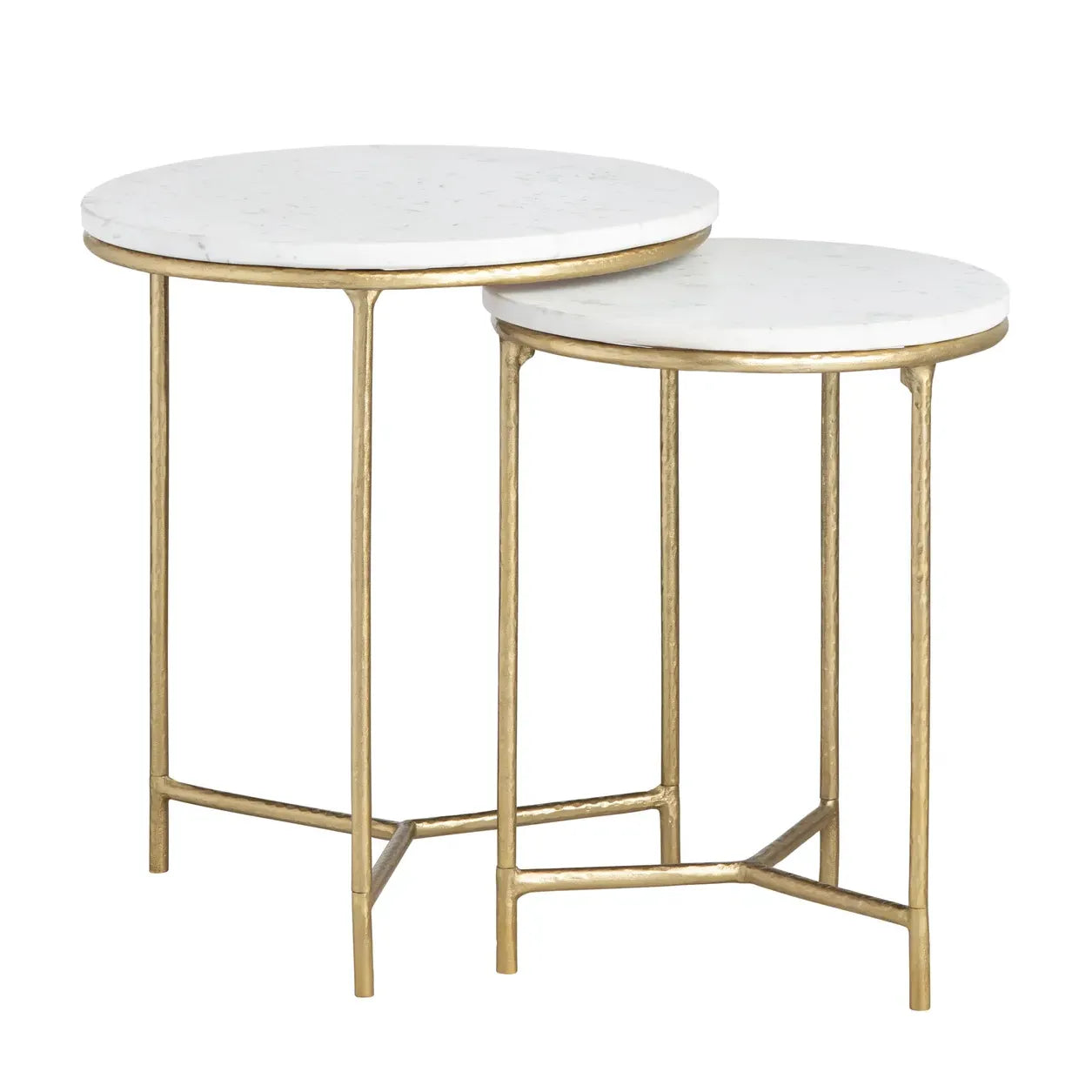 Crestview Collection Athens White Marble Round Nesting End Tables