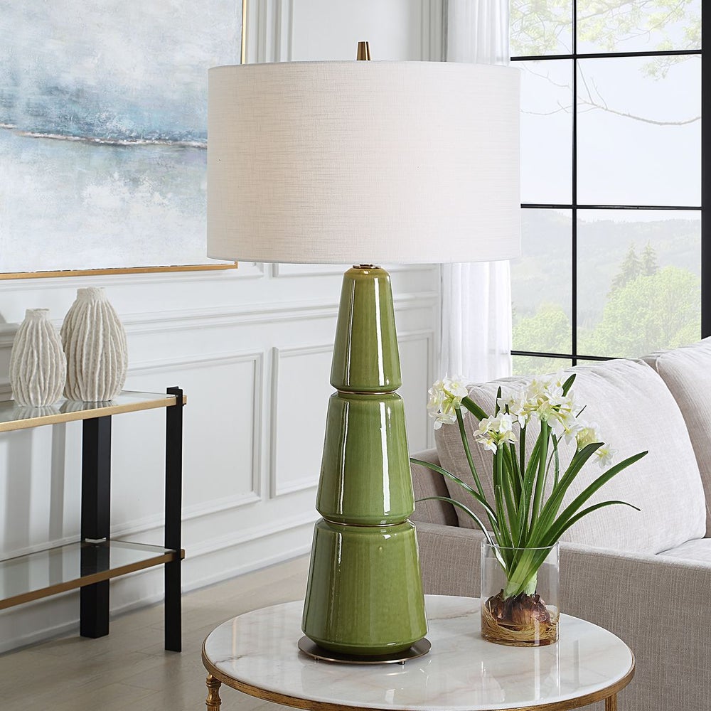 Uttermost Mendell Moss Green Glaze Table Lamp - Image 1