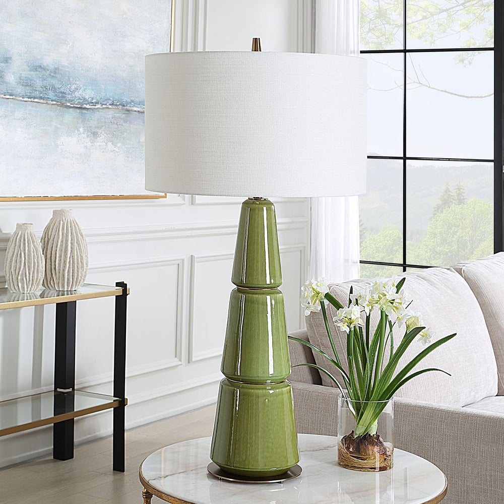 Uttermost Mendell Moss Green Glaze Table Lamp - Image 2