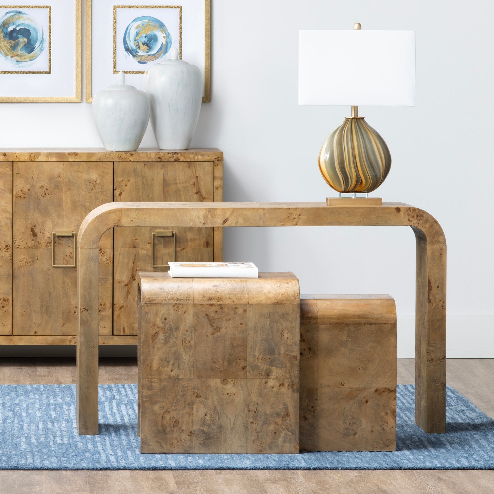 Crestview Collection Richmond Burl Wood Nesting End Tables - Image 1