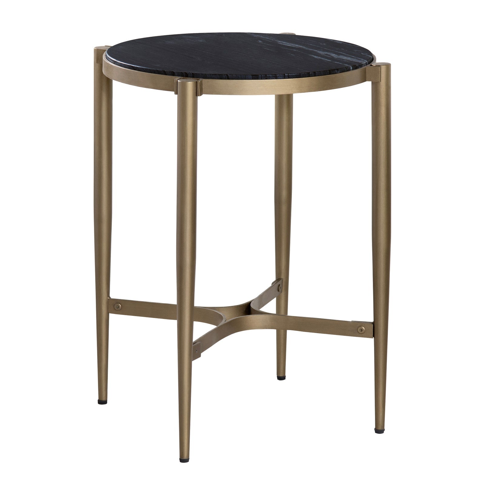 Crestview Collection Xander Marble and Antiqued Gold Round End Table - Image 1
