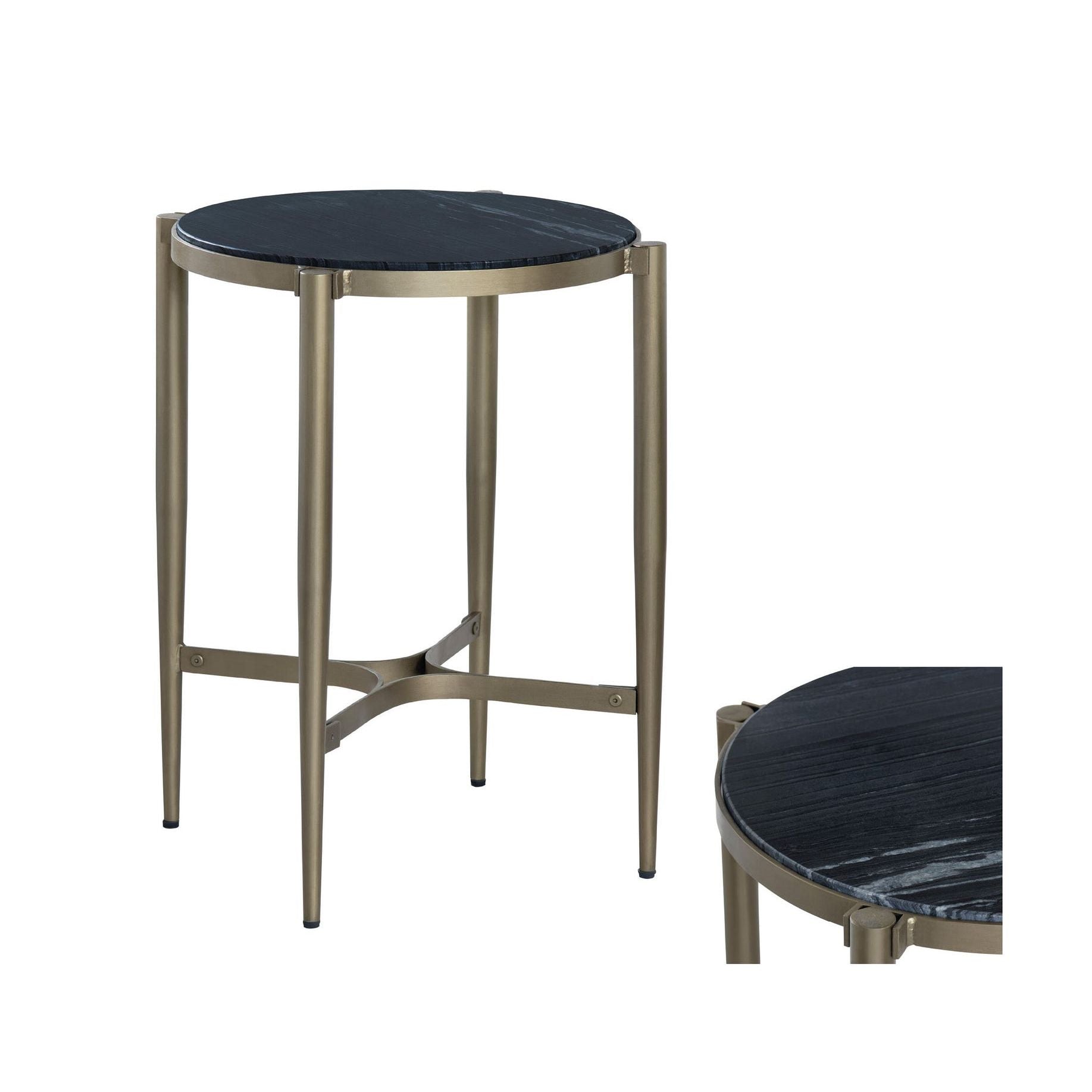 Crestview Collection Xander Marble and Antiqued Gold Round End Table - Image 3