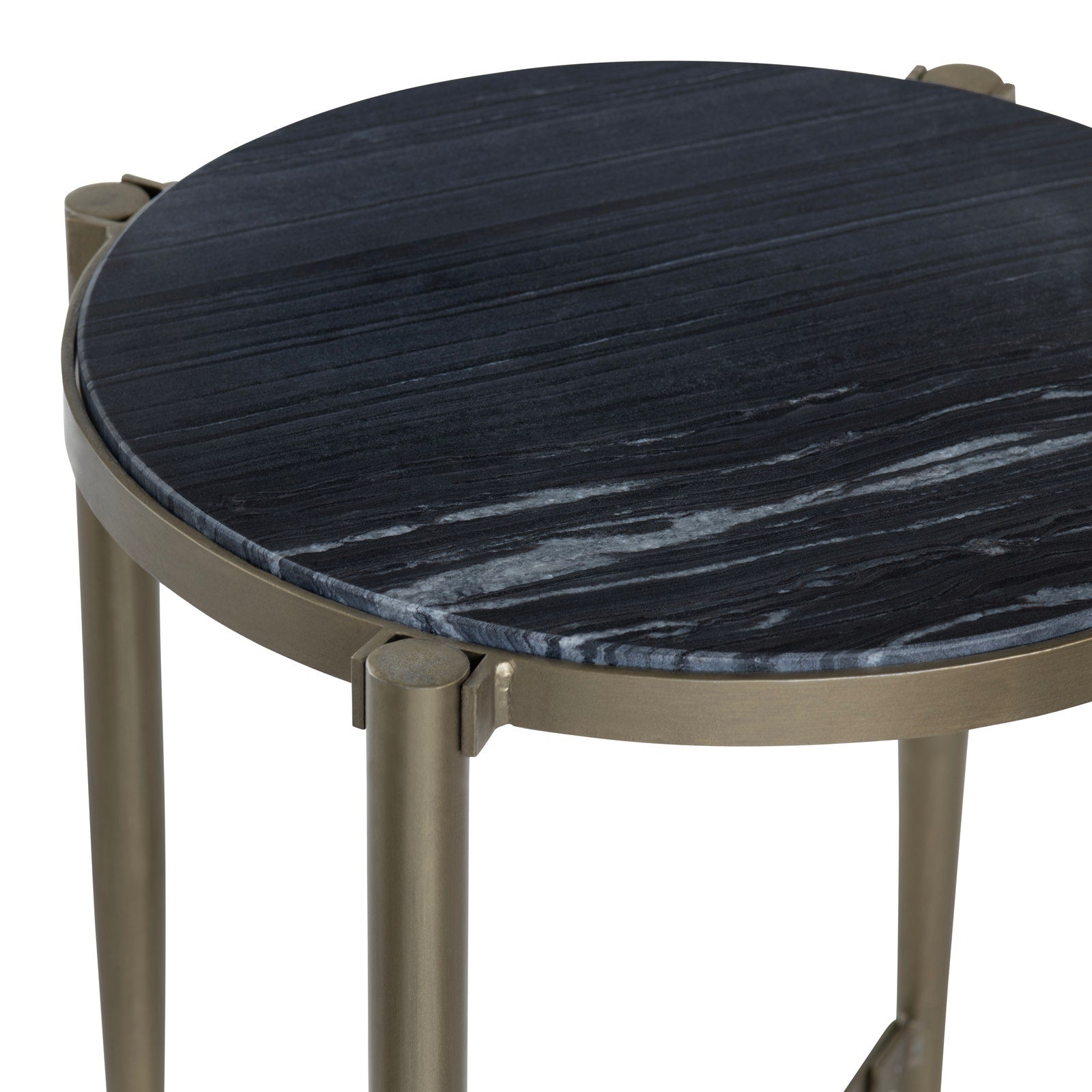 Crestview Collection Xander Marble and Antiqued Gold Round End Table - Image 2