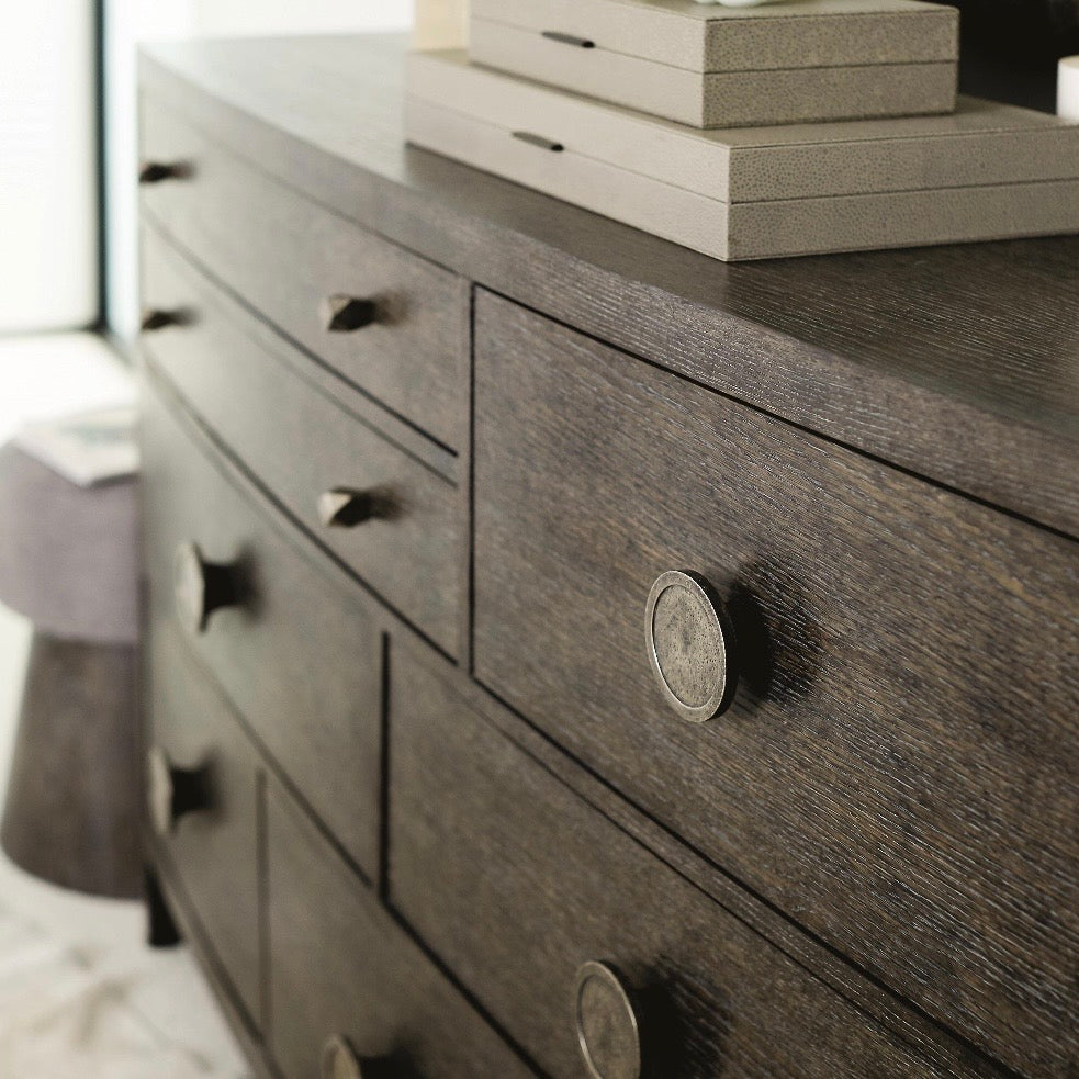 Bernhardt Linea Collection Eight Drawer Rustic Modern Dresser ~ Cerused Charcoal Finish - Image 3