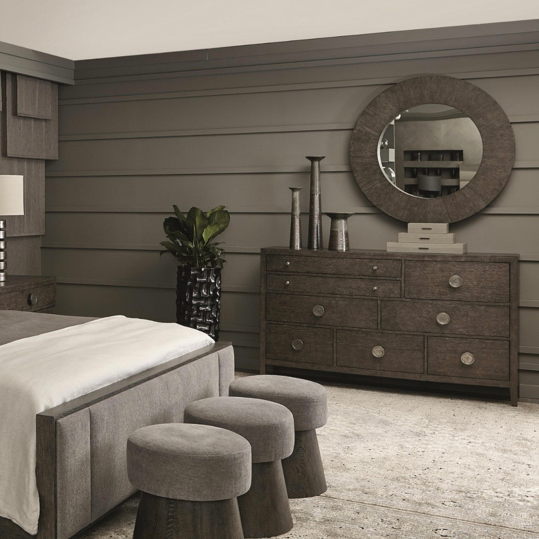 Bernhardt Linea Collection Eight Drawer Rustic Modern Dresser ~ Cerused Charcoal Finish - Image 2