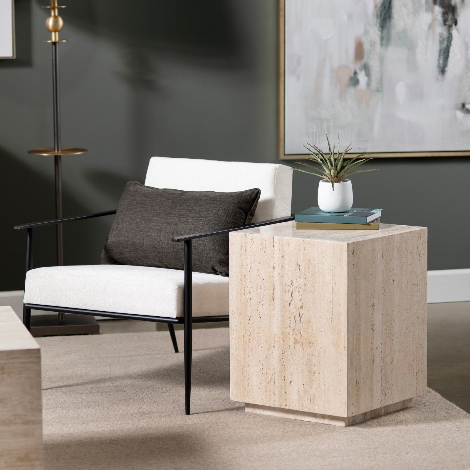 Crestview Collection Palermo Modern Natural Marble End Table - Image 1