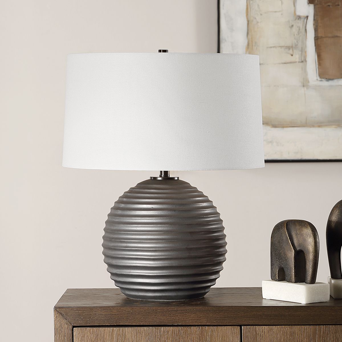 Uttermost Chelsom Satin Dark Bronze Glazed Table Lamp - Image 2