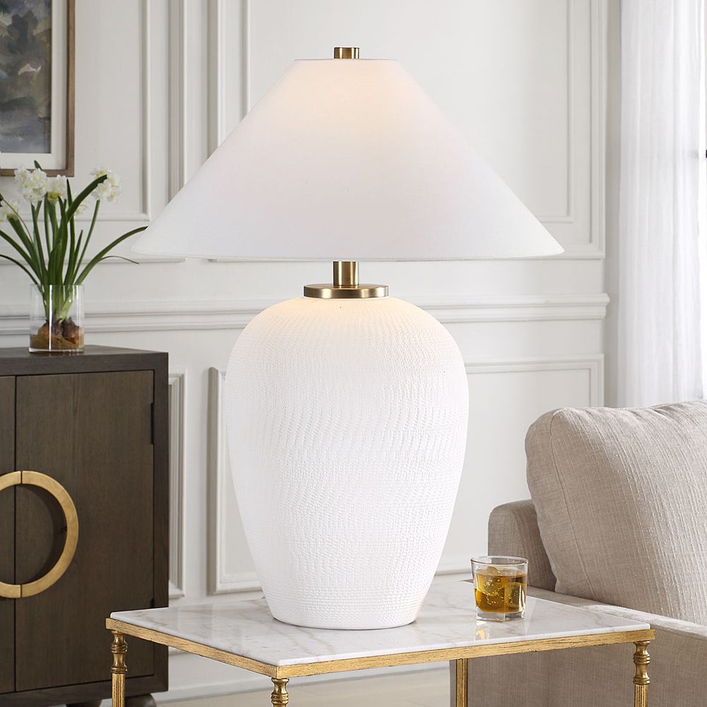 Uttermost Merriton Urn Shape Matte White Table Lamp - Image 1