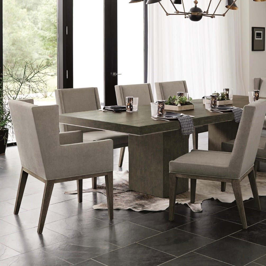 Bernhardt Linea Collection Upholstered Dining Armchair ~ Cerused Charcoal Finish - Image 1